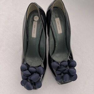 Marc Jacobs Luxus black patent leather open toe women heels  size38 1/2